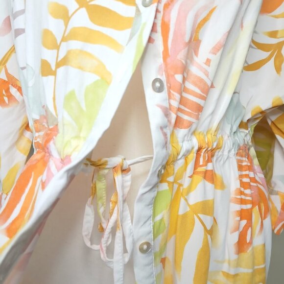 L Space Pacifica Tunic Beach Coverup Leaf Print Drawstring Waist Size XS/S 0-4 - Picture 6 of 9